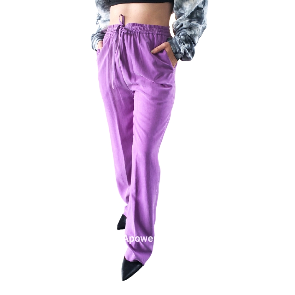 Purple Orchid 100% Silk Drawstring Pants